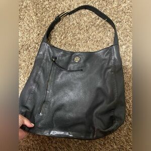 Tory Burch Pebbled Leather Black Hobo Shoulder Bag